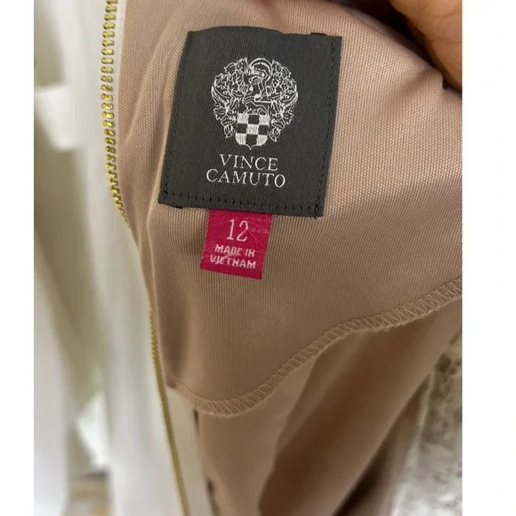 Vince Camuto Womens Size 12 White Lace Nude Lined Sheath Dress #0416 - Picture 7 of 12